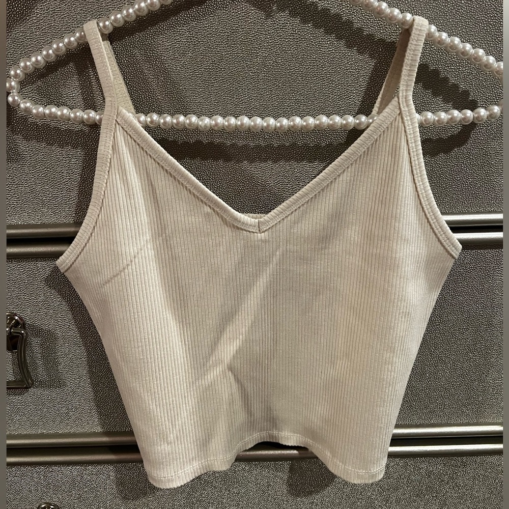 White Cropped Tank Top